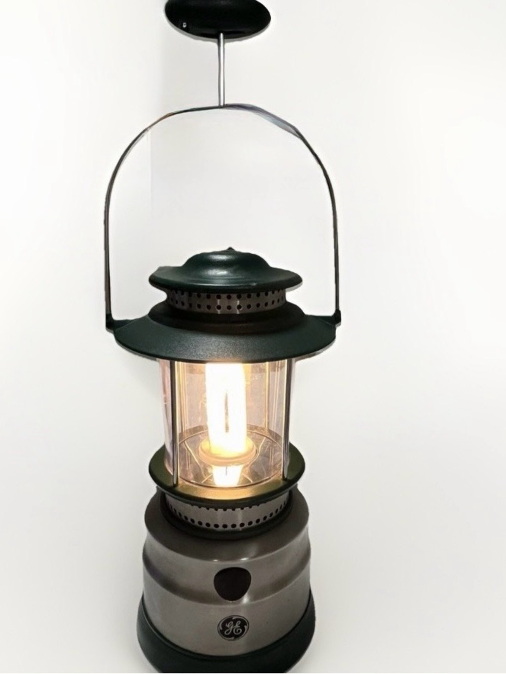 GE SteelBeam 17000 Fluorescent Camping Lantern w/Hook & Weather Resistant Green